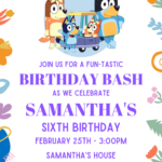 7+ Fluttering Colorful Bluey Canva Birthday Invitation Templates