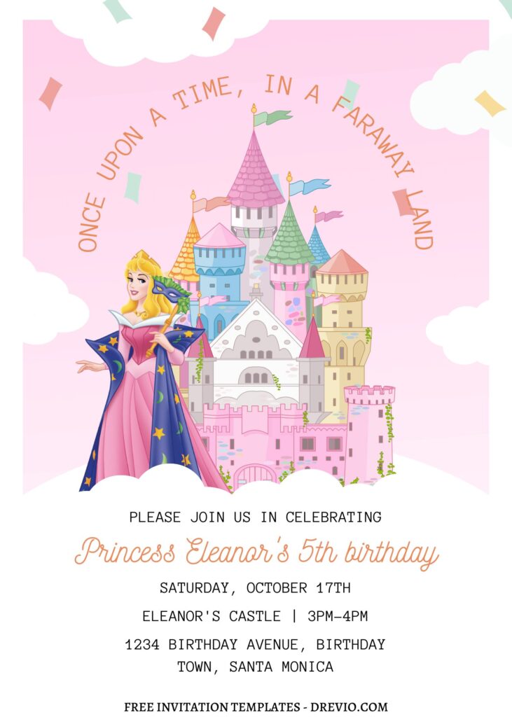 11+ Magical Disney Princess Castle Canva Birthday Invitation Templates  with 