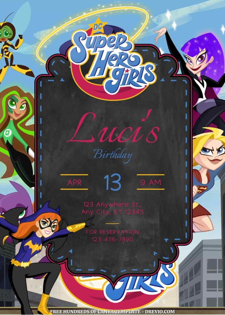 Free DC SuperHero Girls Birthday Invitations