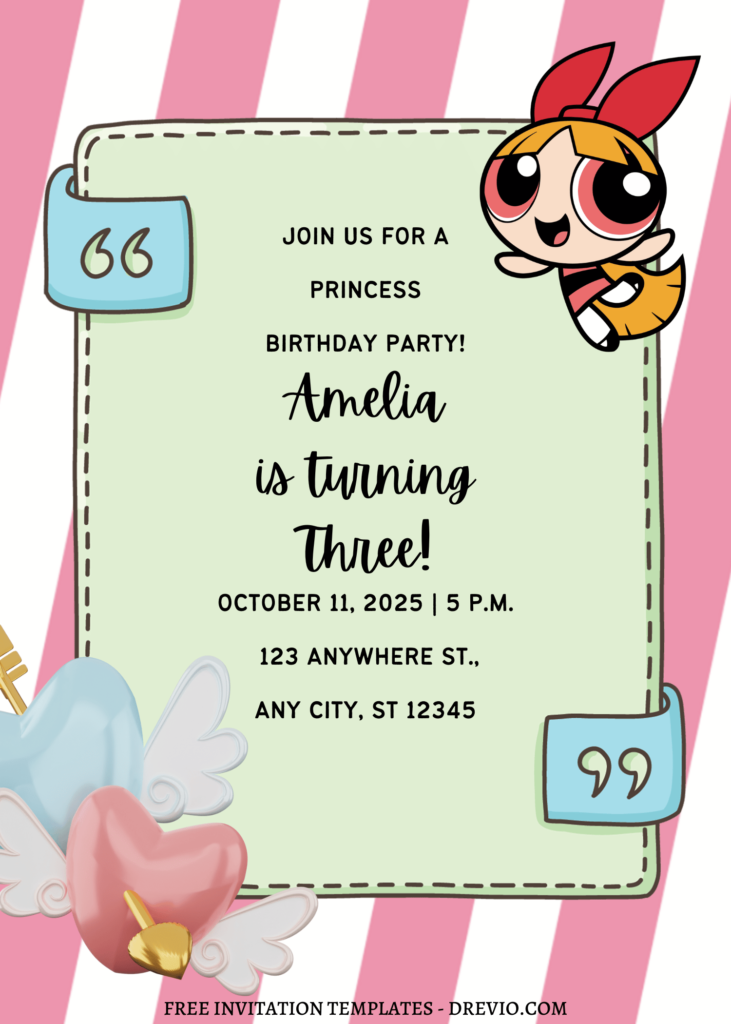11+ Miraculous Powerpuff Girls Canva Birthday Invitation Templates with cute wording