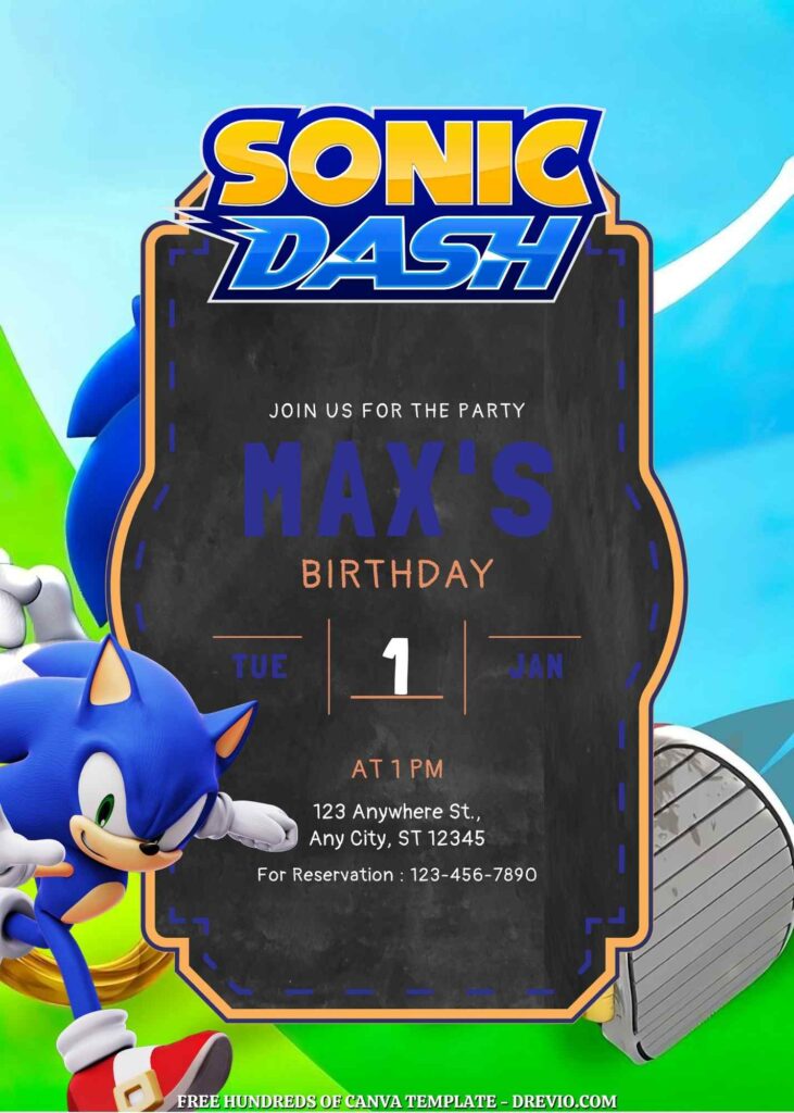 Free Sonic Dash Birthday Invitations