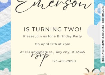 9+ Beautiful Farm Animals Canva Birthday Invitation Templates with adorable baby goat