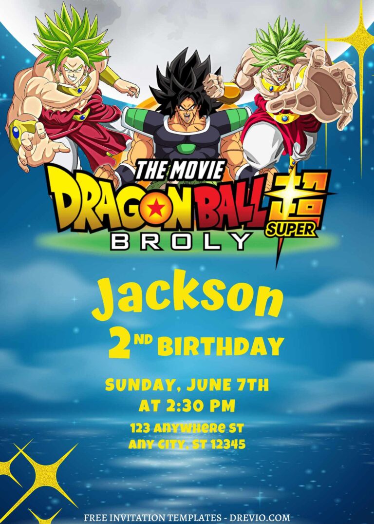8+ Awesome Dragonball Super Brolly Canva Birthday Invitation Templates with editable text