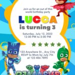10+ Slumber Party PJ Masks Canva Birthday Invitation Templates