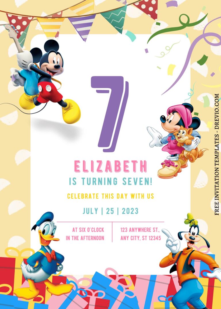 11+ Fun Mickey Mouse Clubhouse Canva Birthday Invitation Templates with Minnie Mouse and Donald duck
