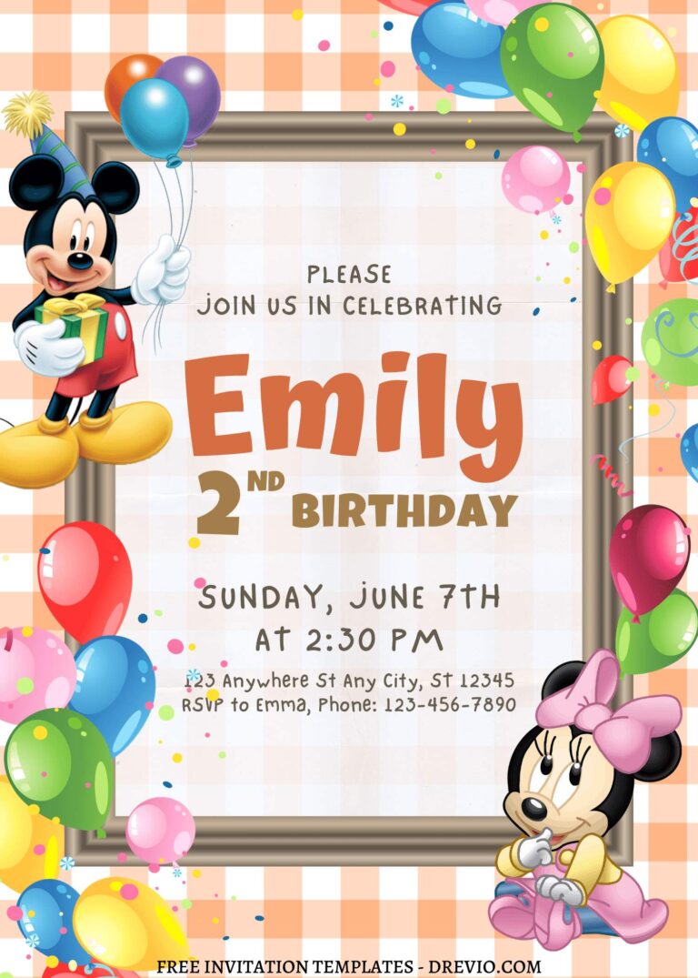 10+ Endearing Mickey & Minnie Mouse Canva Birthday Invitation Templates with Adorable Baby Minnie Mouse