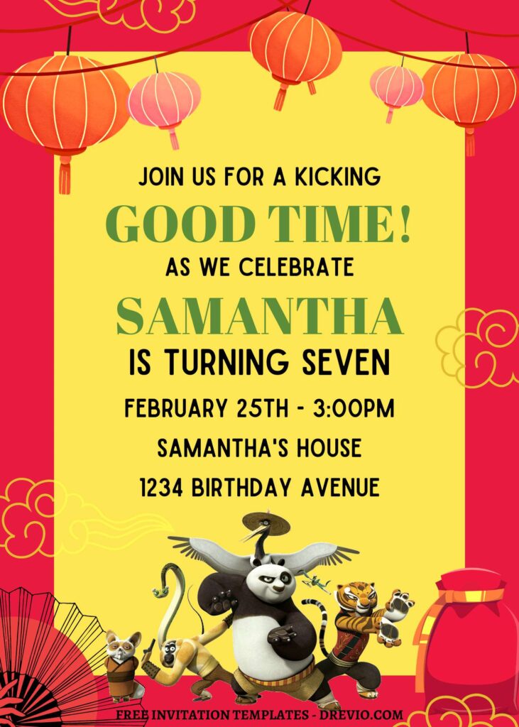 11+ Kung Fu Panda The Dragon Knight Canva Birthday Invitation Templates with Cute wording