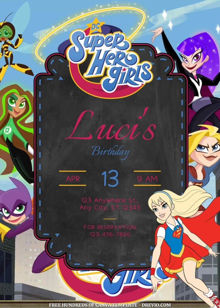 Free DC SuperHero Girls Birthday Invitations