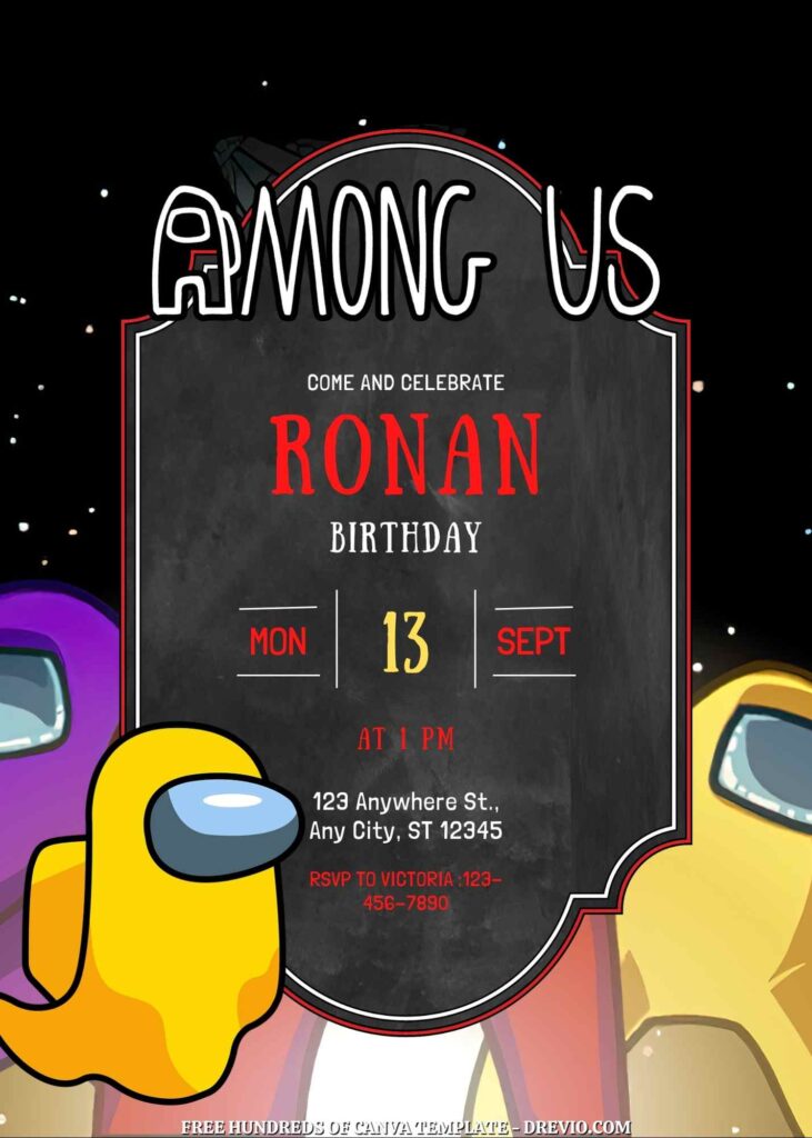 Free Among Us Birthday Invitations