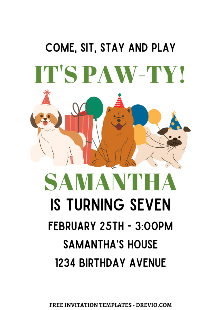 11+ Fun And Sweet Puppy PAW-TY Canva Birthday Invitation Templates