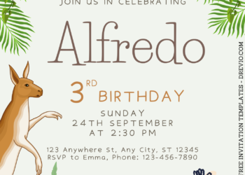 8+ Jungle Themed Canva Birthday Invitation Templates with Watercolor Kangaroo and Zebra