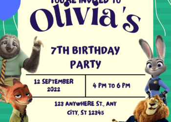 7+ Disney Zootopia Canva Birthday Invitation Templates with Mayor Lionheart and Nick Wilde