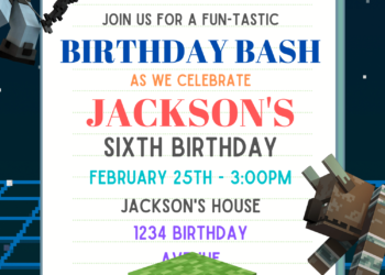 7+ Ultimate Minecraft Canva Birthday Invitation Templates with Minecraft space background