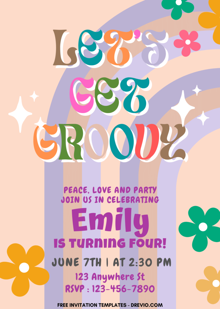 7+ Get Groovy Retro Hippie Canva Birthday Invitation Templates