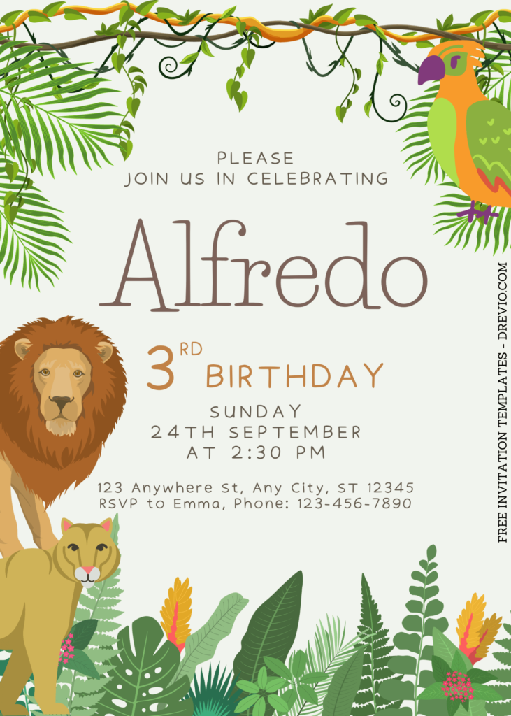 8+ Jungle Themed Canva Birthday Invitation Templates with Lion King