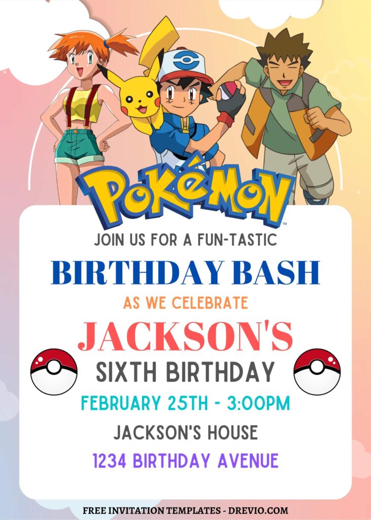 8+ Adorable Pokemon Adventure Canva Birthday Invitation Templates with editable text