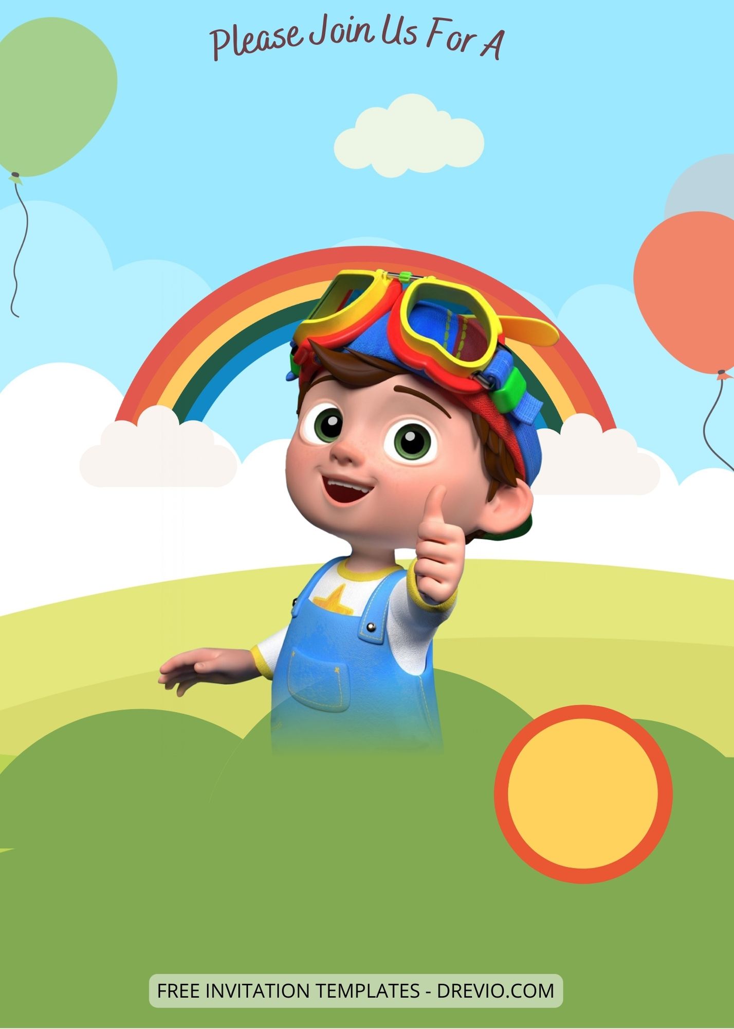 Blank Cocomelon Rainbow Party Canva Birthday Invitation Templates Eight