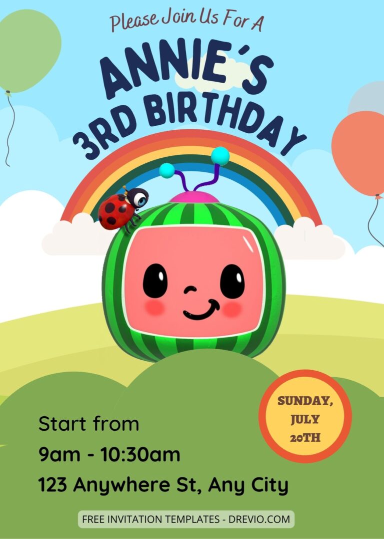 8+ Cocomelon Rainbow Party Canva Birthday Invitation Templates One
