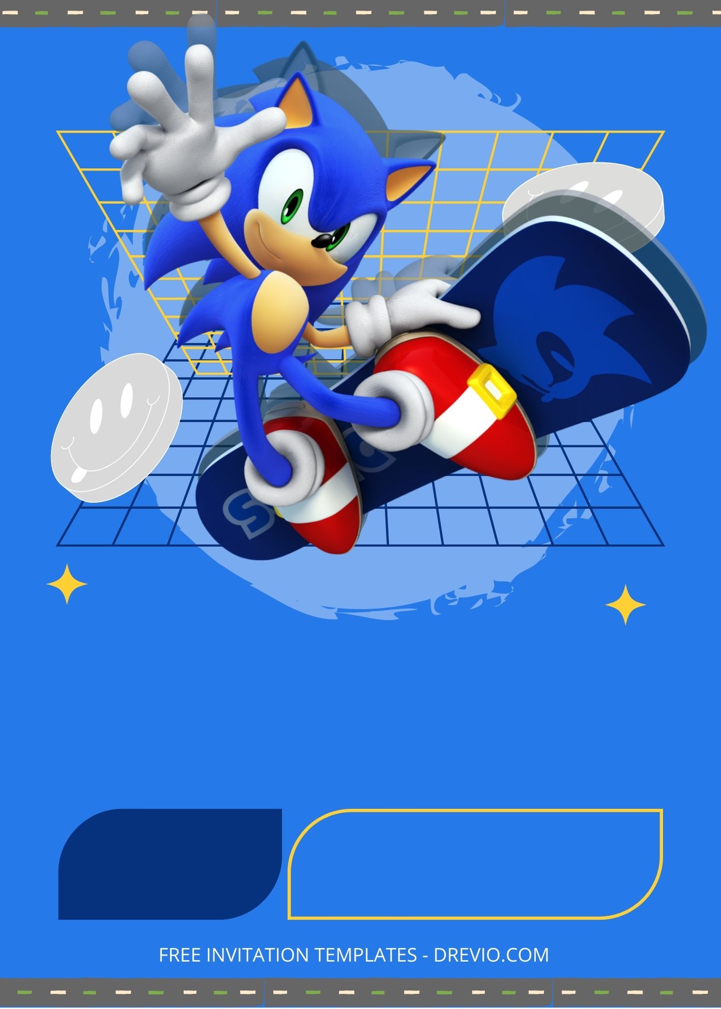 Blank Run With Sonic Canva Birthday Invitation Templates Five