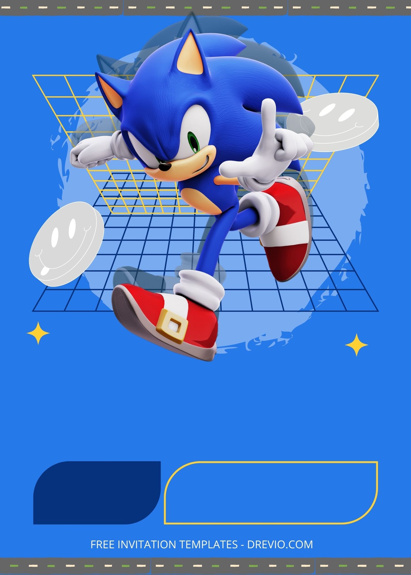 Blank Run With Sonic Canva Birthday Invitation Templates Four