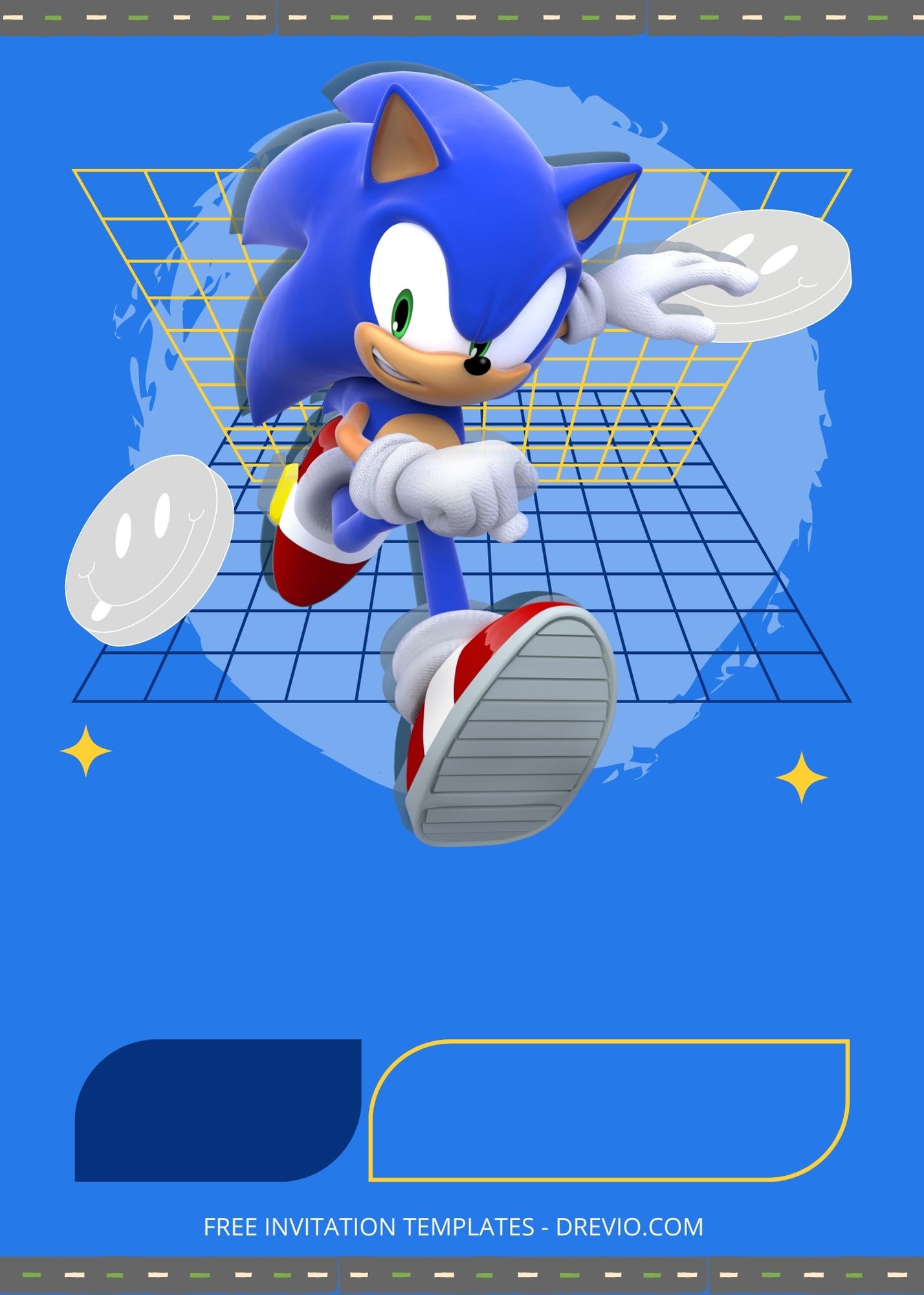 Blank Run With Sonic Canva Birthday Invitation Templates Seven