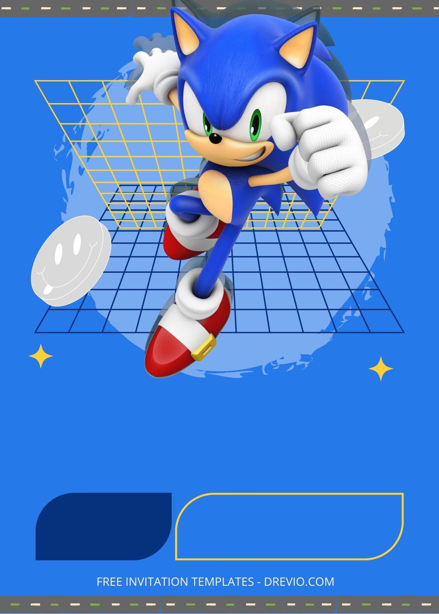 Blank Run With Sonic Canva Birthday Invitation Templates Six