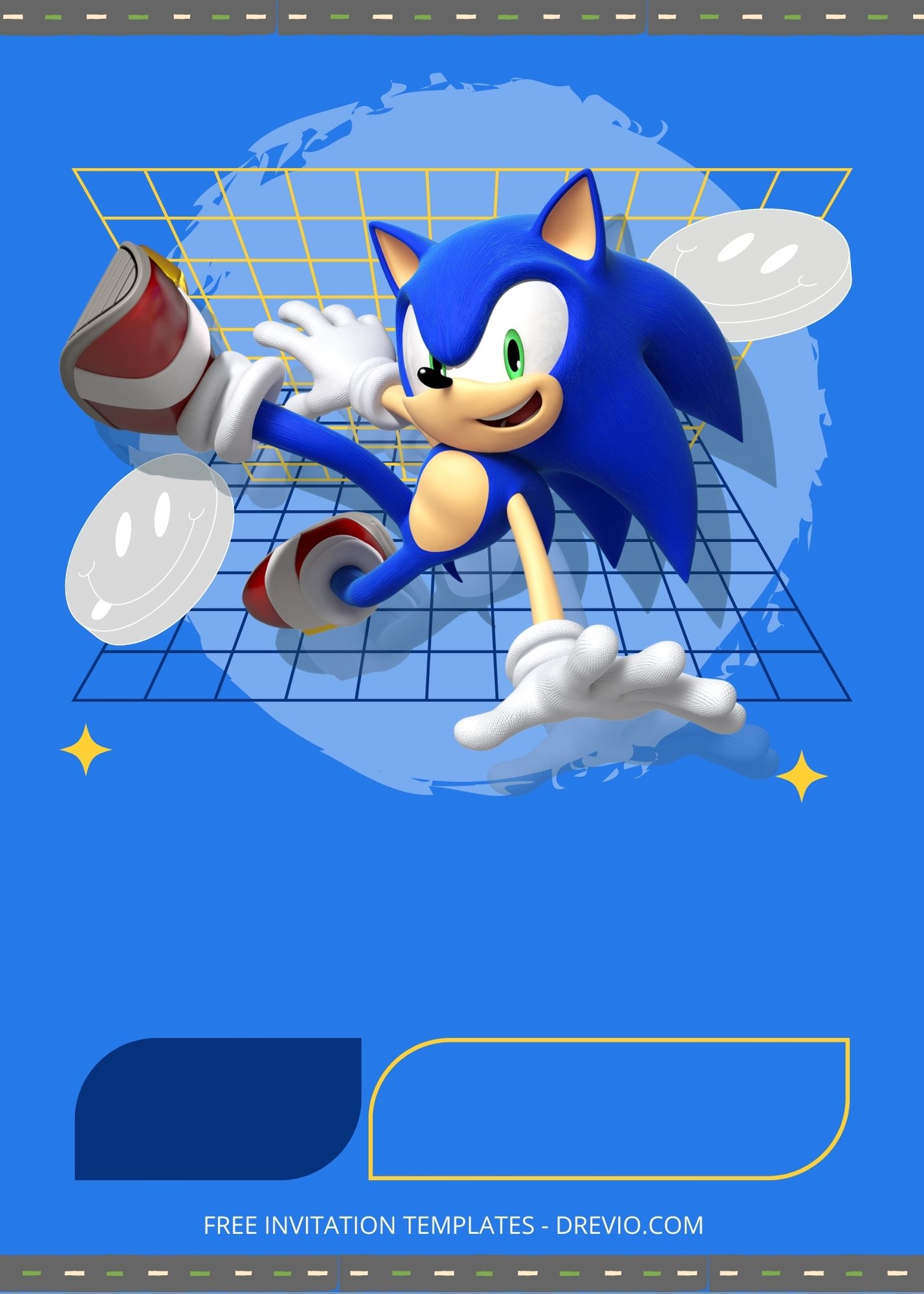 Blank Run With Sonic Canva Birthday Invitation Templates Three