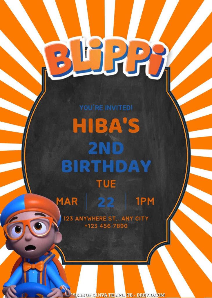 Free Blippi Birthday Invitations