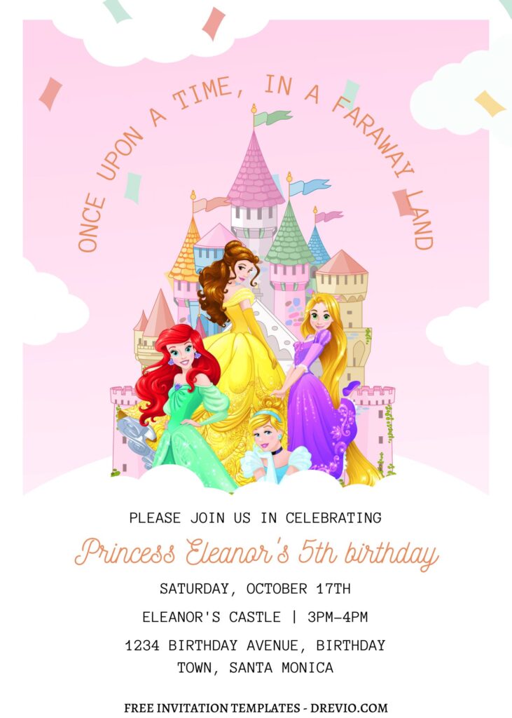 11+ Magical Disney Princess Castle Canva Birthday Invitation Templates  with Cute wording
