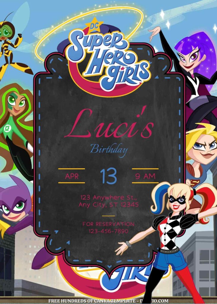 Free DC SuperHero Girls Birthday Invitations
