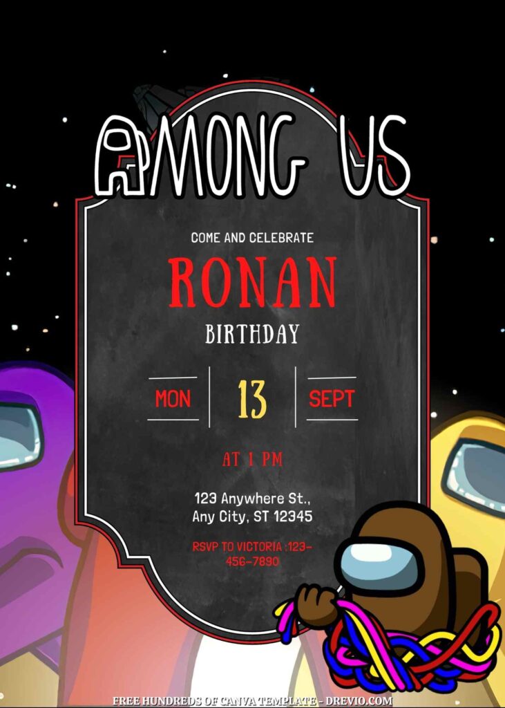 Free Among Us Birthday Invitations