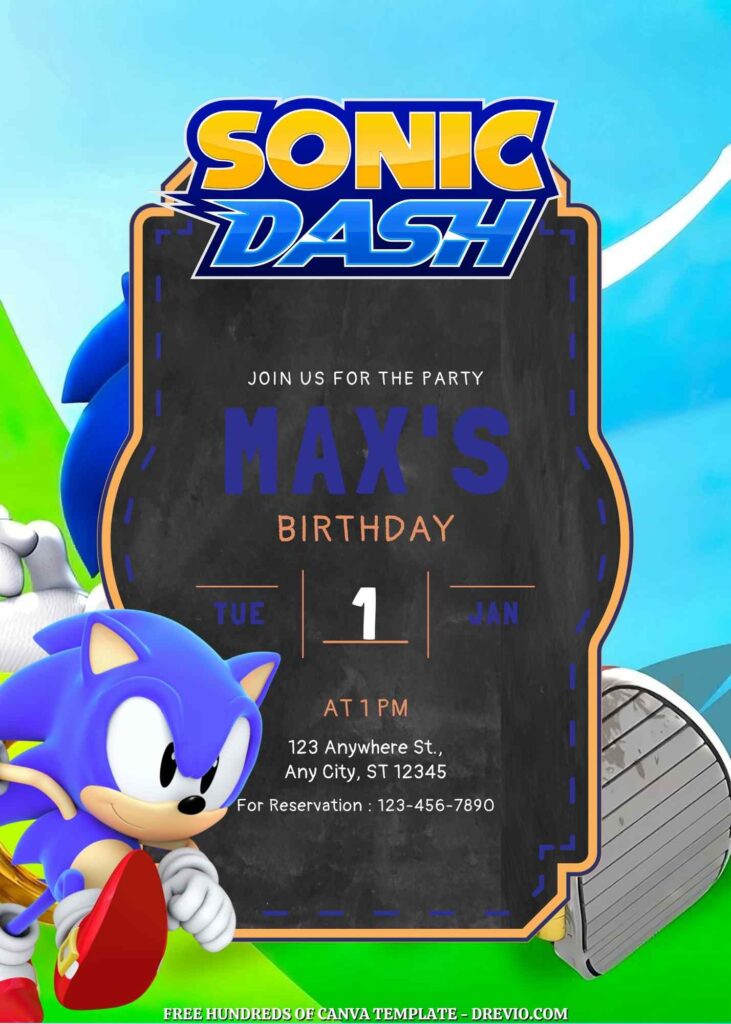 Free Sonic Dash Birthday Invitations