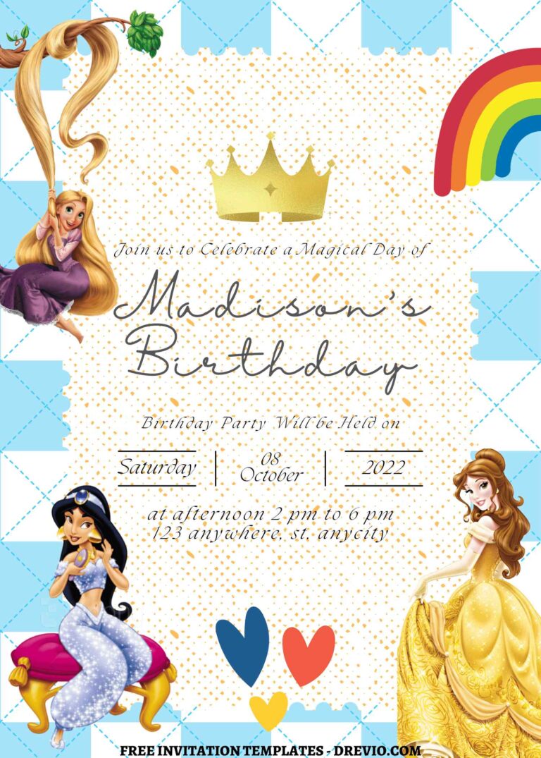 9+ Ultimate Disney Princess Celebration Canva Birthday Invitation Templates with Princess Jasmine