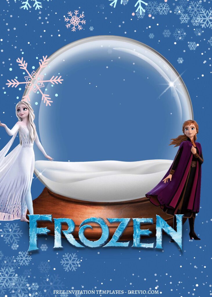 9 Cute Snow Globe Frozen Canva Invitation Templates