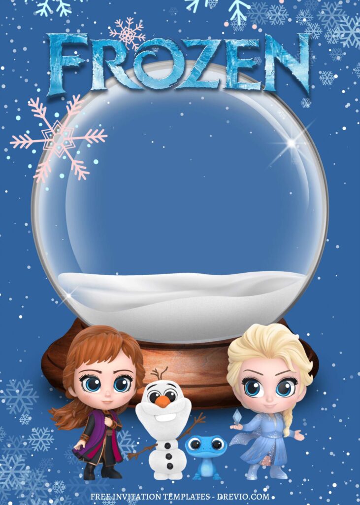 9 Editable Snow Globe Frozen Canva Invitation Templates