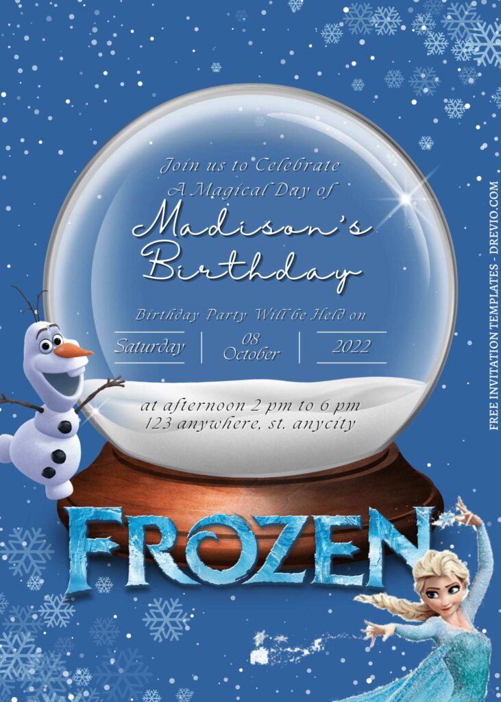 9 Snow Globe Frozen Canva Baby Shower Invitation Templates