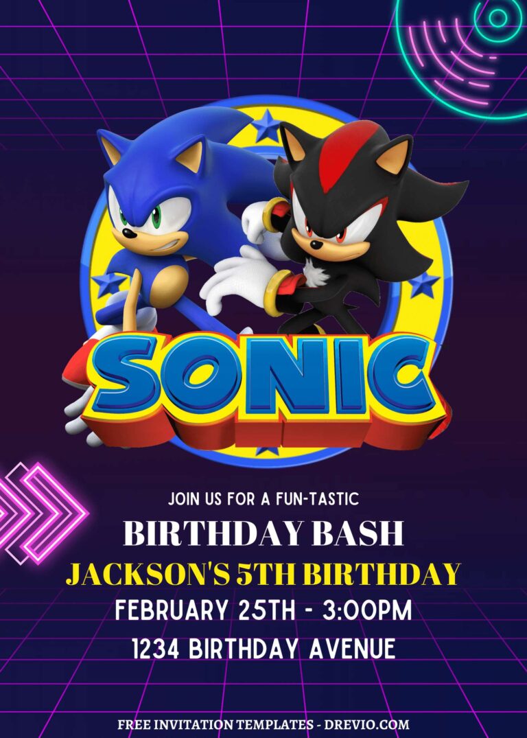 9+ Sonic The Hedgehog Canva Birthday Bash Invitation Templates with editable text