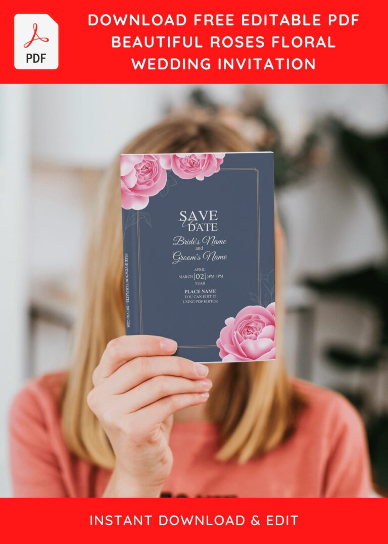 (Free Editable PDF) Beautiful Hand Drawn Rose Wedding Invitation Templates