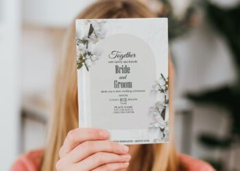 (Free Editable PDF) Whimsical Spring Garden Wedding Invitation Templates with Cherry Blossom