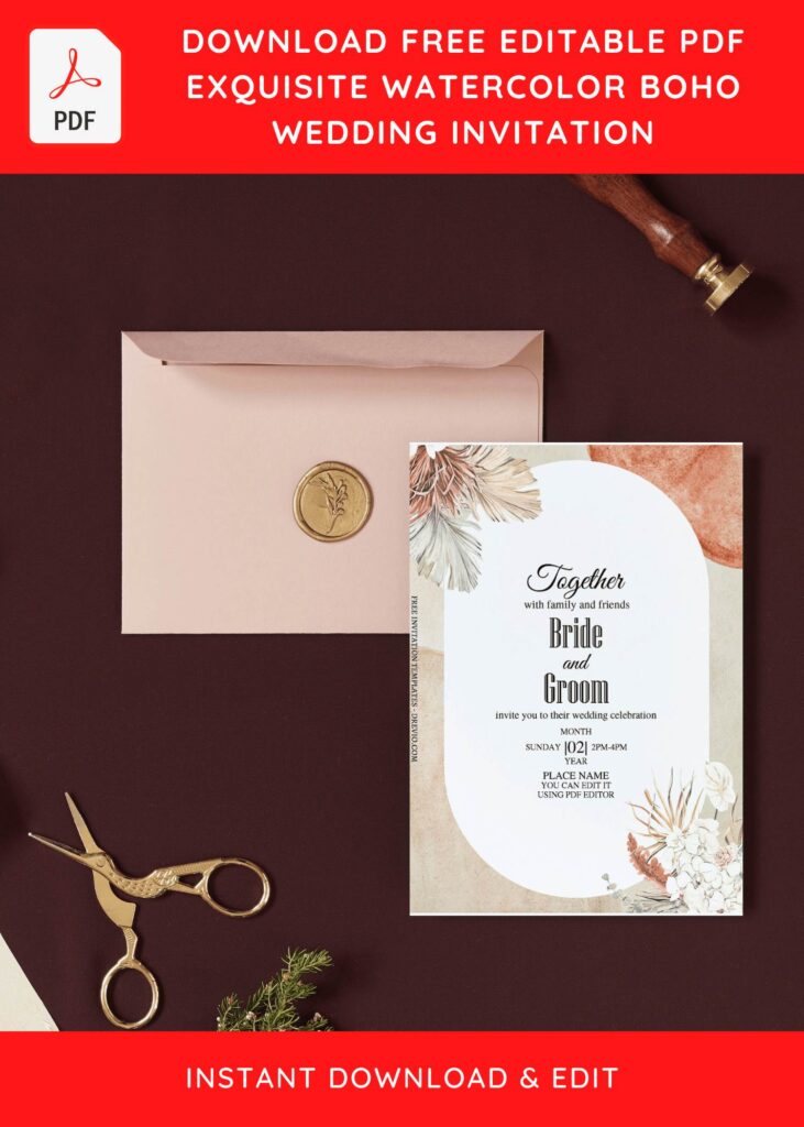 10 Free Editable PDF Beautiful Greenery Boho Wedding Invitation Templates