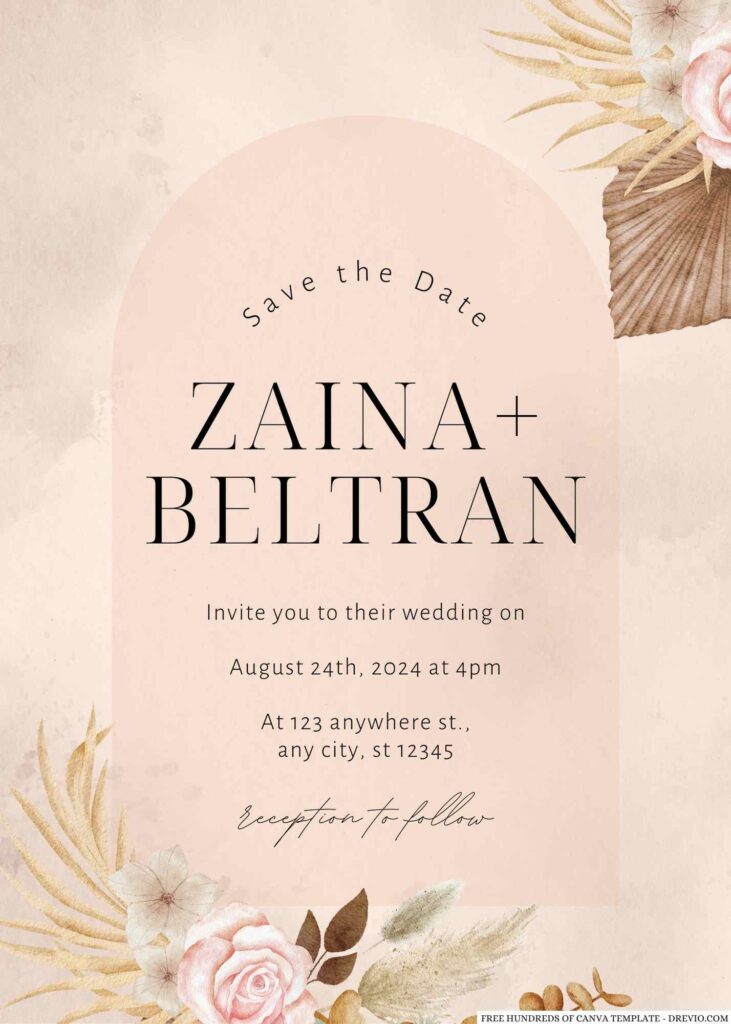 Free Editable Watercolor Boho Terracotta Wedding Invitation