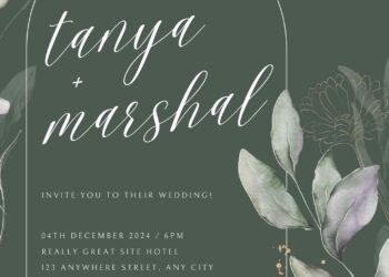 Free Editable Sage Her Day Sketch Floral Wedding Invitation