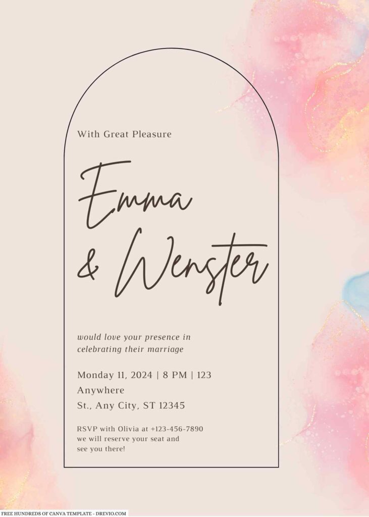 Free Editable Cream Ink with Gold Glitter Wedding Invitation