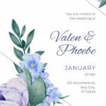 16+ Watercolor White Purple Flower Canva Wedding Invitation Templates