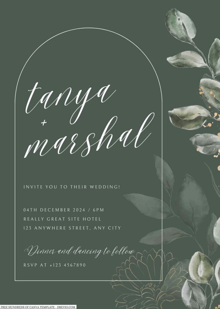 Free Editable Sage Her Day Sketch Floral Wedding Invitation
