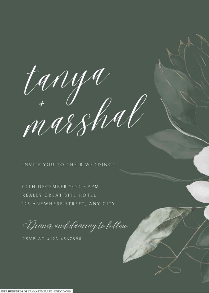 Free Editable Sage Her Day Sketch Floral Wedding Invitation