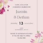 16+ Cream Pink Floral Watercolor Canva Wedding Invitation Templates