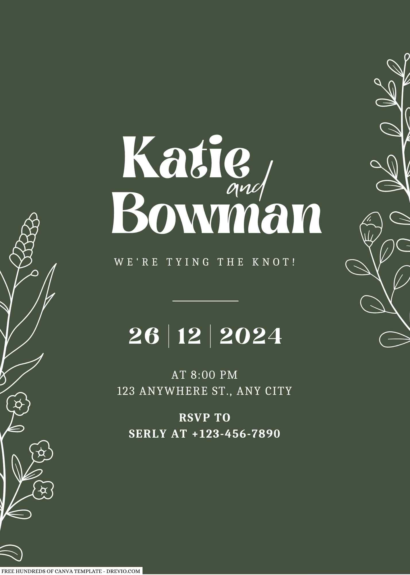 14+ Sage Green Branch Flower Canva Wedding Invitation Templates