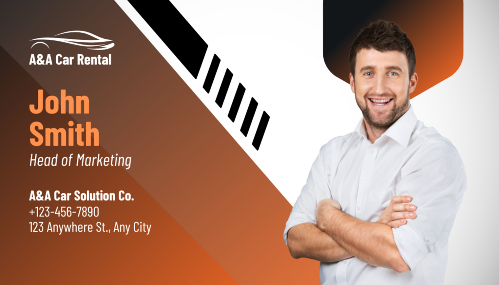Car Rental Business Card Templates - Editable Canva Templates with a business man photo