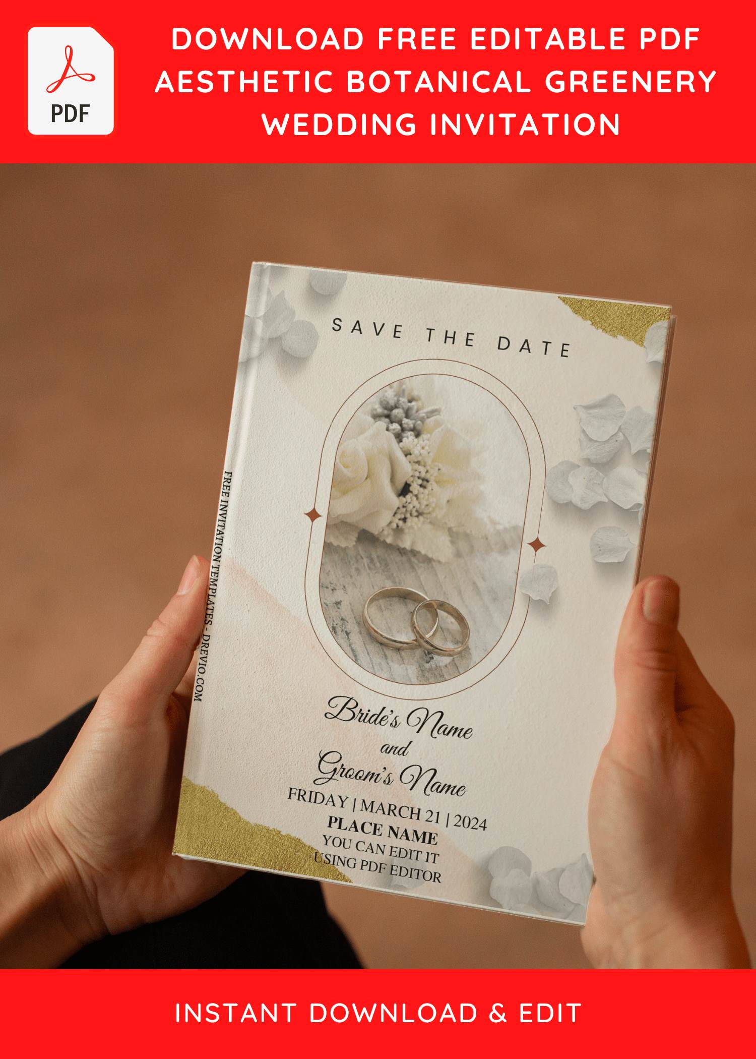 (Free Editable PDF) Aesthetic Botanical Wedding Invitation Templates